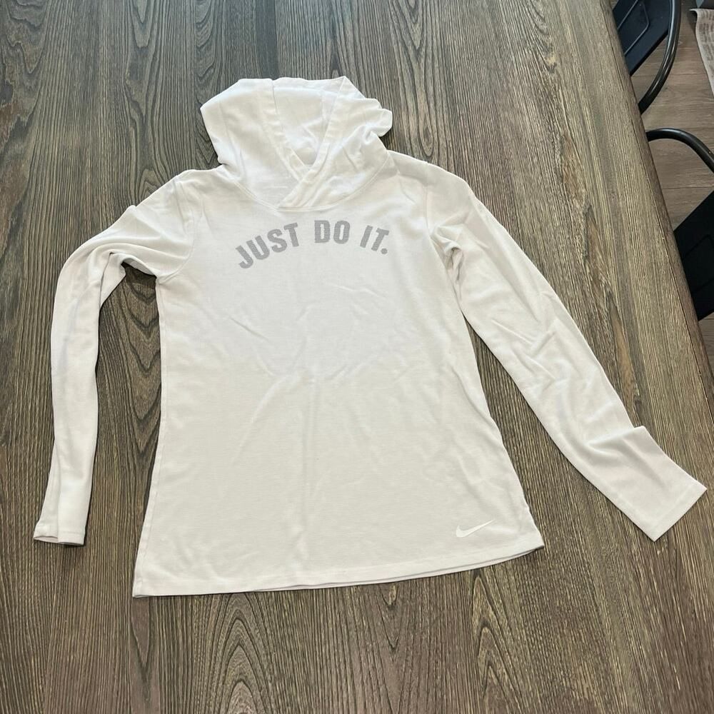 Nike Women’s Just Do It Hoodie Sweatshirt Dri-Fit Long Sleeve White Size XS
